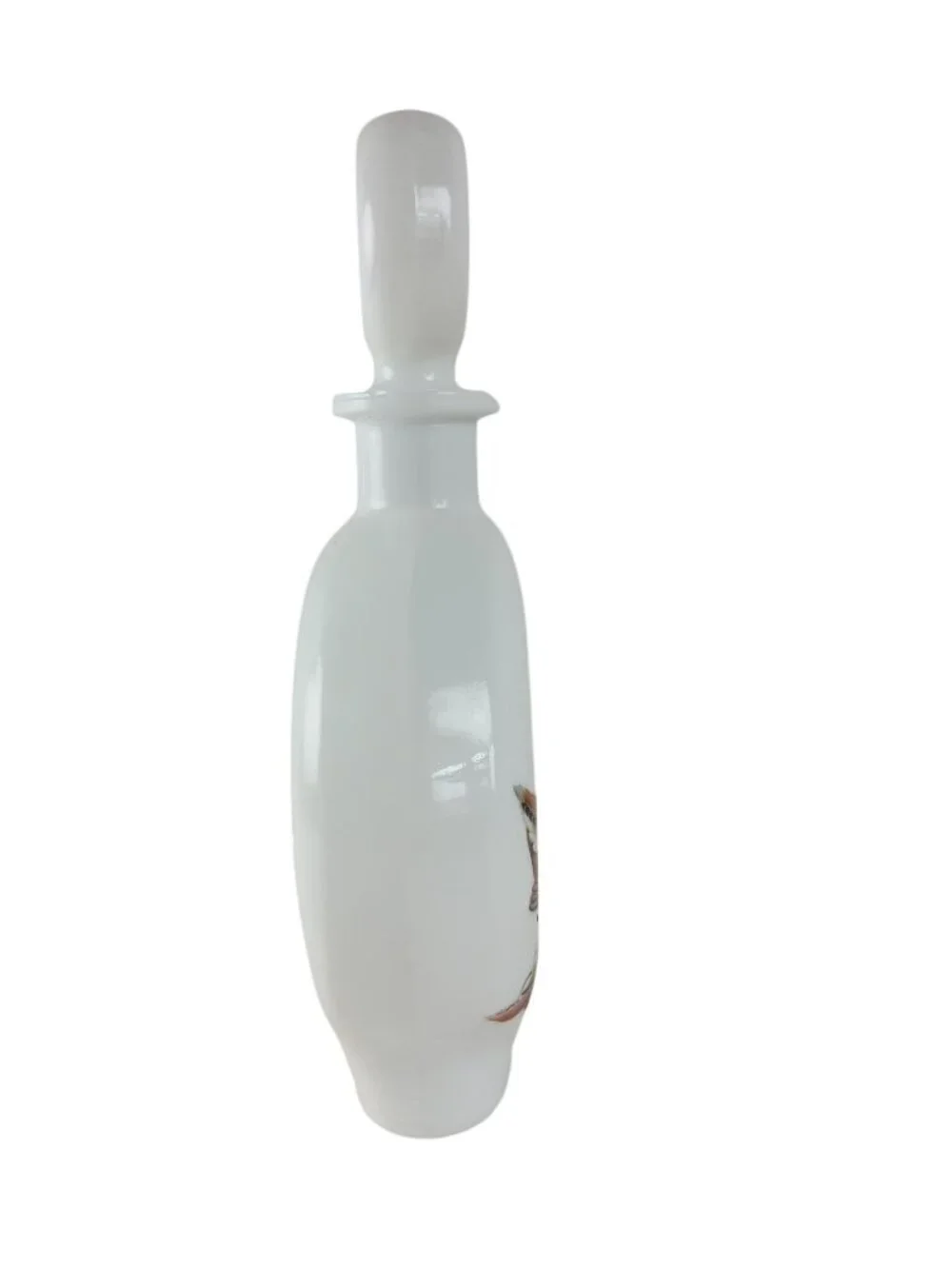 Field Birds Woodcock Milk Glass Decanter 1969 Empty Bottle #8 Vintage